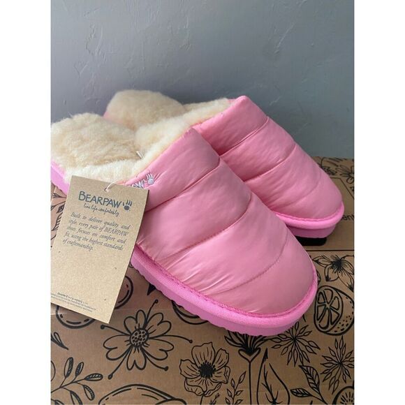 BearPaw Puffy Slipper Pink size 9 NWT - Picture 1 of 9
